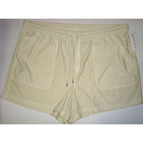 NWT $69 Womens Plus size 26 Athleta Farallon Shorts Ivory WHite Organic Cotton - Picture 1 of 5